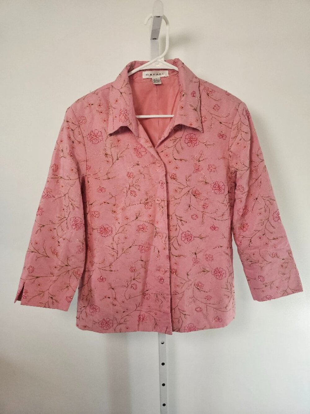 Rafael Jacket Blazer Pink Embroidered Boho Cottage Floral Se12